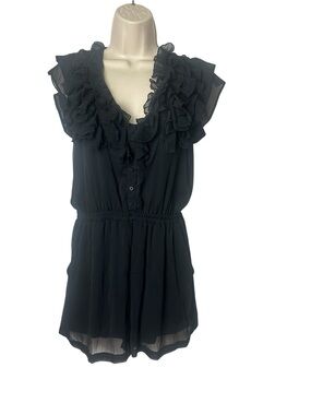 H&M Black Ruffle V-Neck Romper